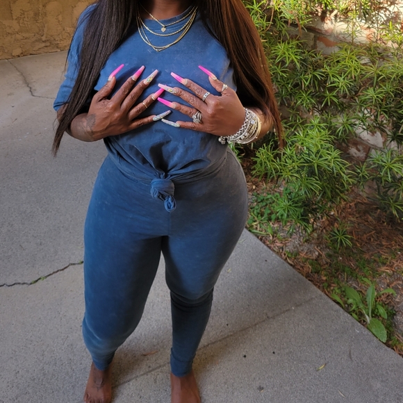 Blue Short Sleeve Acid Wash $et - Picture 4 of 4